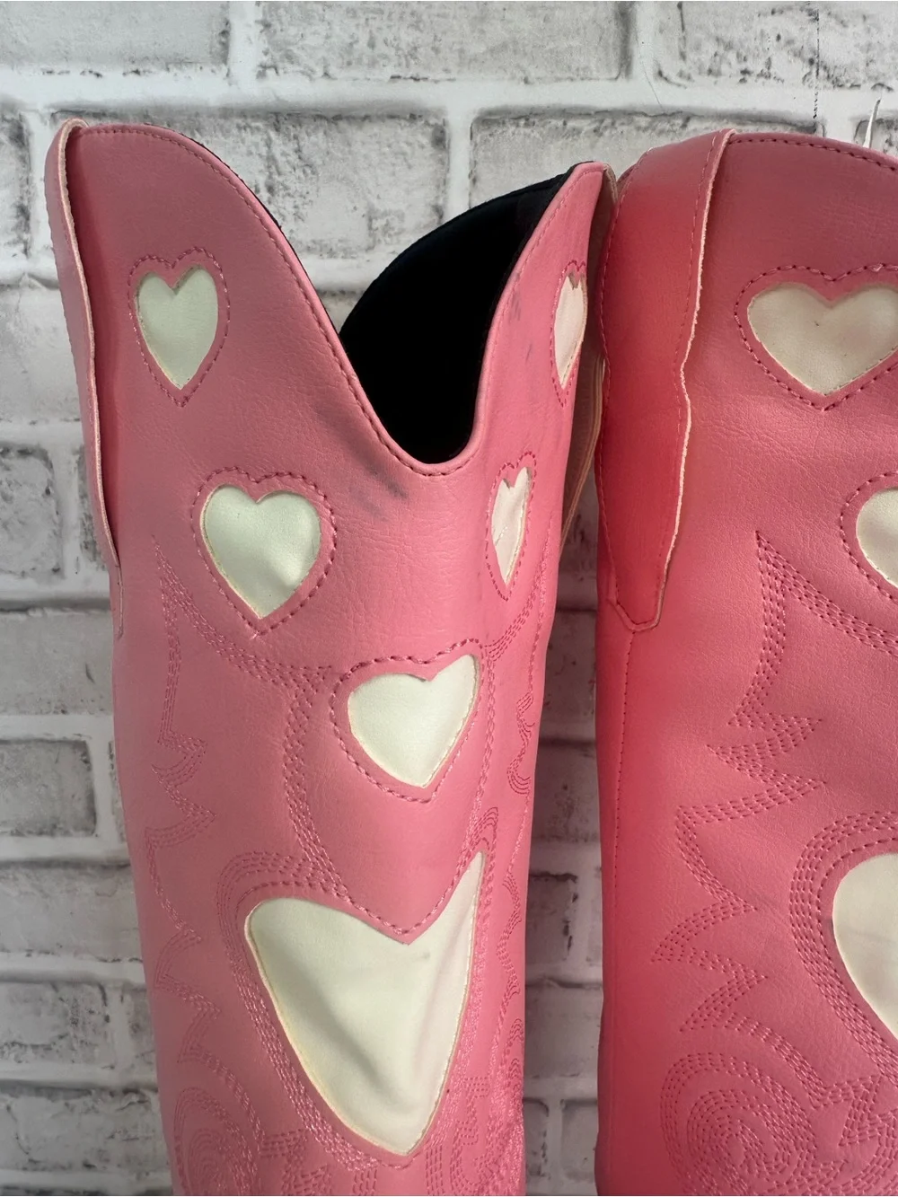 Pink Heart Western Cowboy Boots Barbiecore Festival Cowgirl 39 *Read descr